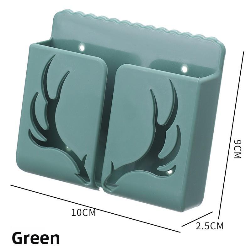 

Deer Horn Wall-Mounted Organizer - Creative No Drill Holder for Remote Controls, Phones & Small Items