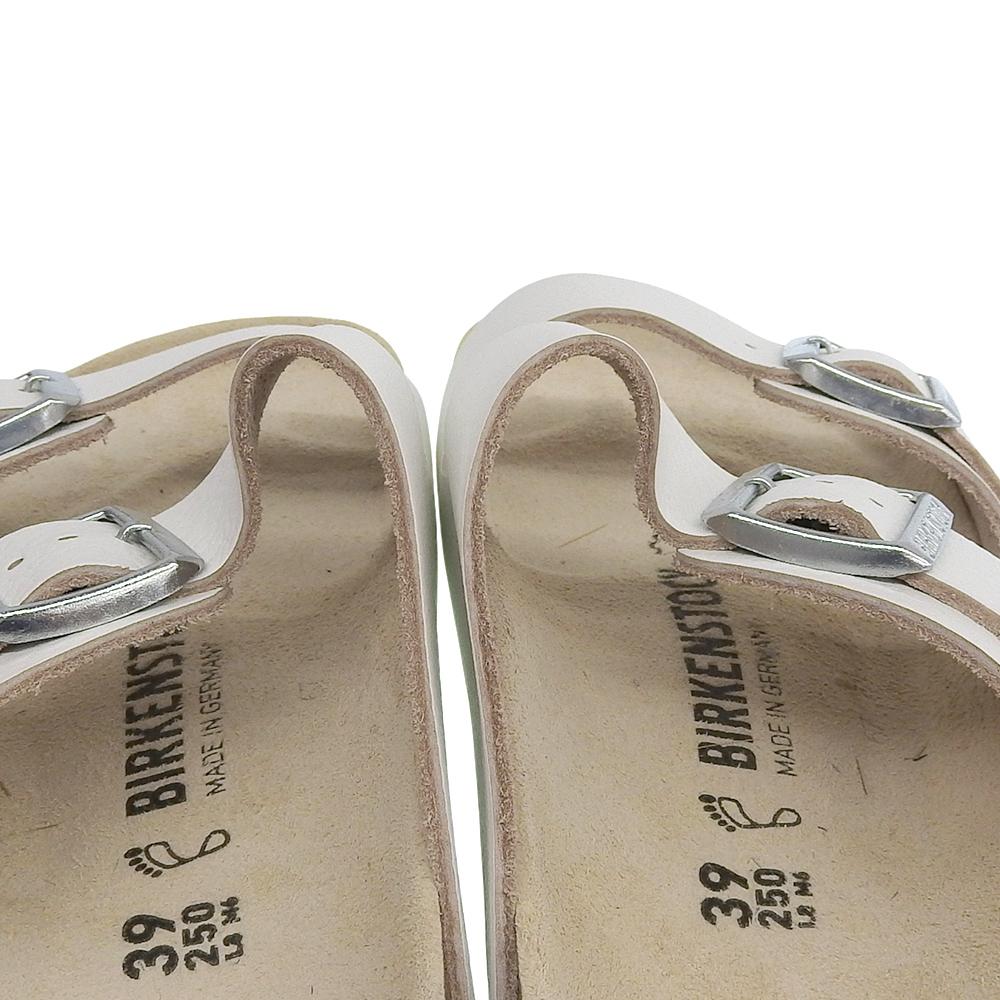 BIRKENSTOCK Arizona BS Leather Sandals with EVA, Regular Fit, Men's, White, Size 39 shoes 39 whiteUsed