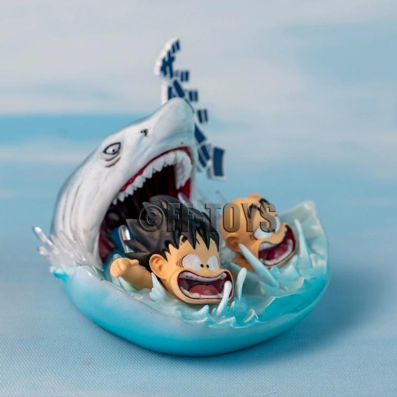 6.5cm Anime Dragon Ball Kid Goku with Kuririn Swimming Training Son Goku PVC Statue Action Figures Collectible Model Toys Gifts