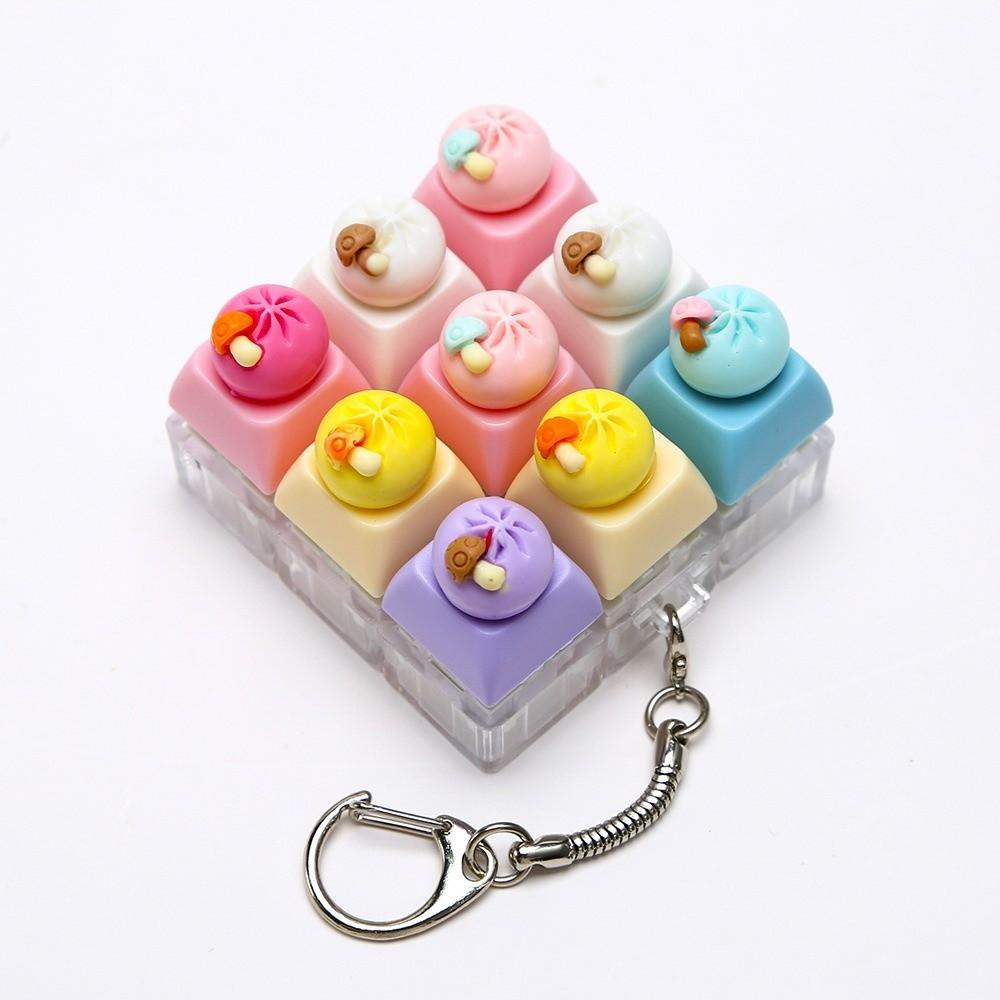 Anti-Stress Fidget Toy Keychain Mini Keycap Fidget Toy Bag Charms Keyboard Keychain Pass The Time
