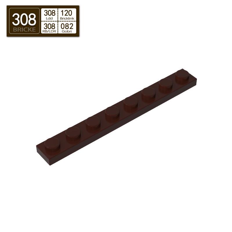 BRICKE Brick Guest 1x8 Plate, Compatible with Lego 3460, Loose Parts Building Blocks, Small Particles.