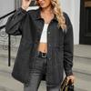 Women's Fashionable Versatile Classic Retro Solid Color Lapel Long Sleeved Pocket Loose Denim Jacket