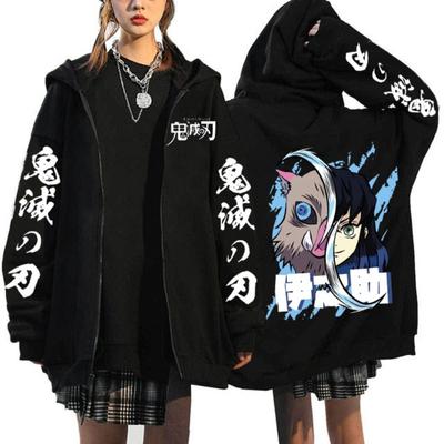 Anime Demon Slayer Mange Zip Up Hoodie Kimetsu No Yaiba Y2k koreanischen Stil Sweatshirt Tanjirou Kamado Nezuko Grafik Reißverschlussjacke
