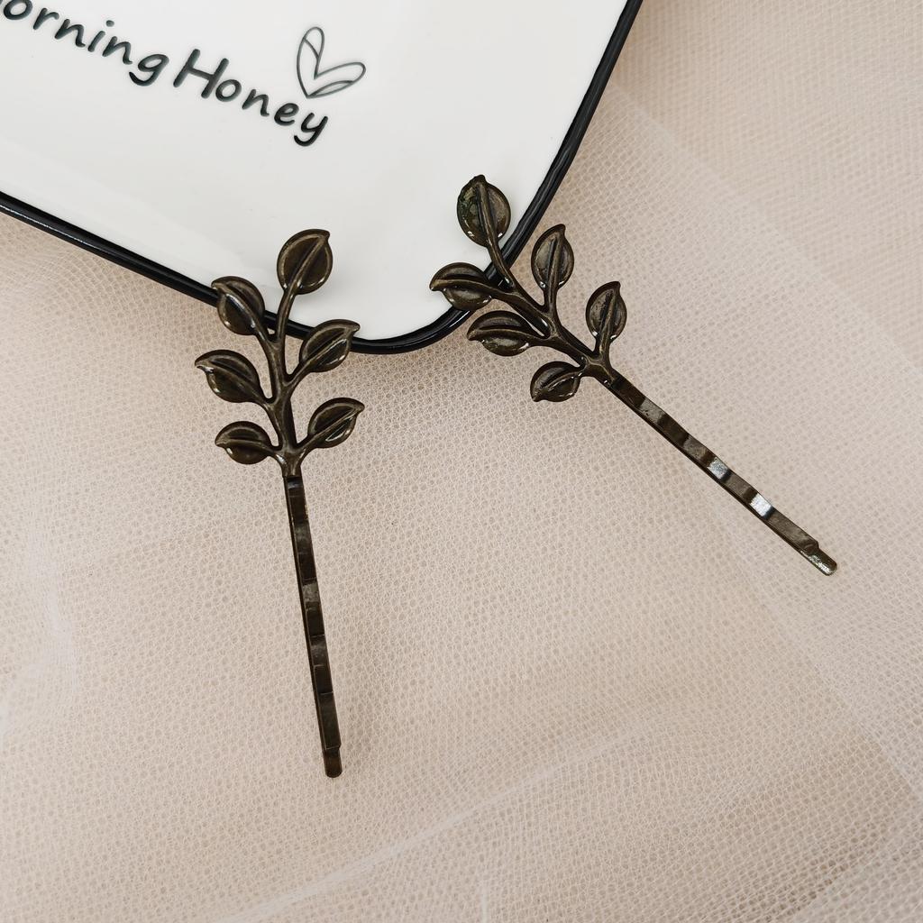 Gold Color Metal Leaf Hair Clip Girls Hairpin Barrette Flowers Rhinestone Hairpins Women Accessories Jewelry Gifts