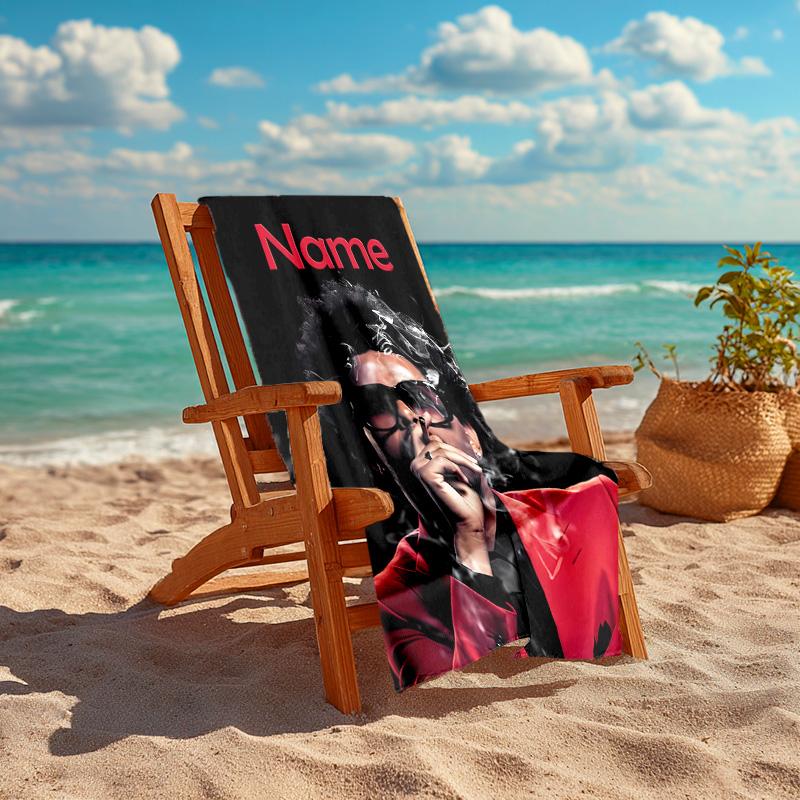 Personalized customized proof beach towel with The Weeknd pattern - soft, absorbent,quick-drying,perfect swimming,camping&bathing