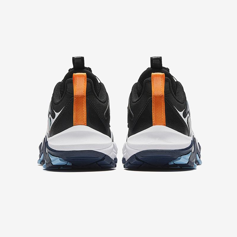 Anta Kids Synthetic Leather Flame 5.0 Trendy Lightweight Shock Absorption Low-Top Casual Shoes Kids Sneaker Black White Orange 312448807-1