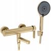 Brushed Gold Bathtub Mixer Tap with Wall-Mounted Shower Head Arcos