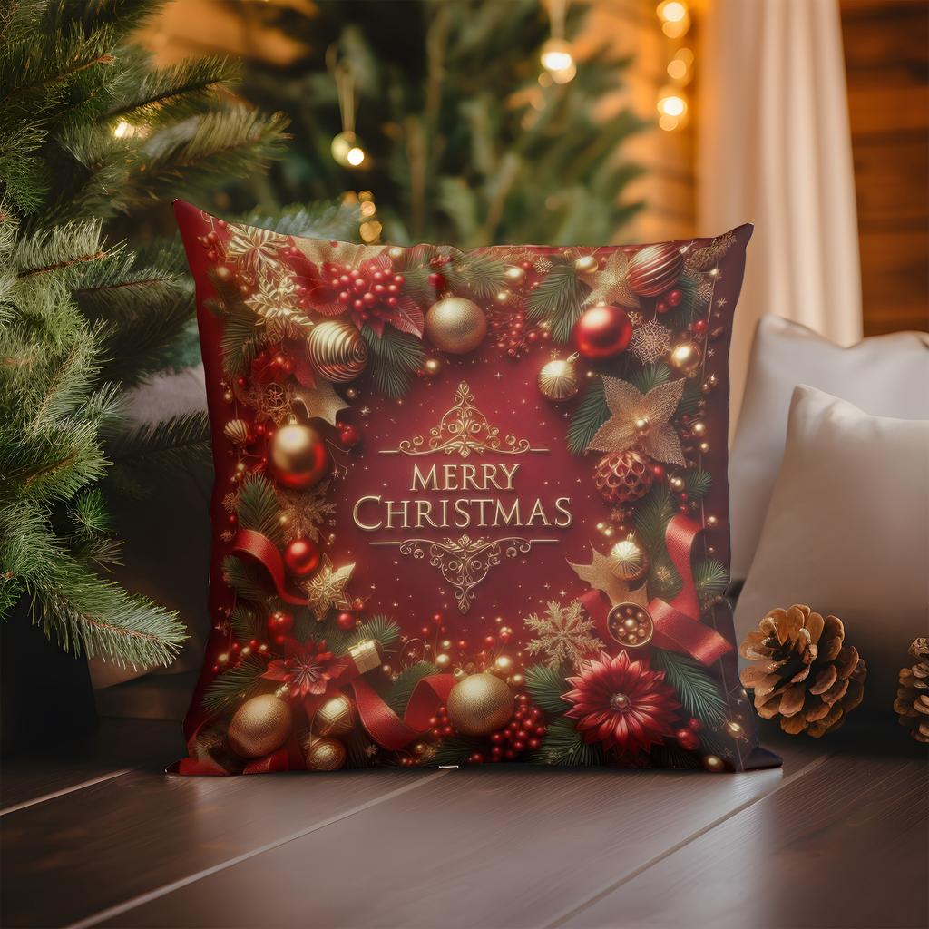 Home Decor Glowing Christmas Tree Pillow: Merry Christmas Pattern Cushion Cover Suitable for Sofa Bedroom Car Pillow Cover