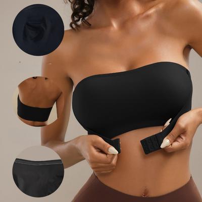 Trägerloser Unterwäsche-BH mit Schnalle vorne und Raffung, Stützendes Brustwickel-Tube-Top, nahtloser Damen-BH mit Stahlring