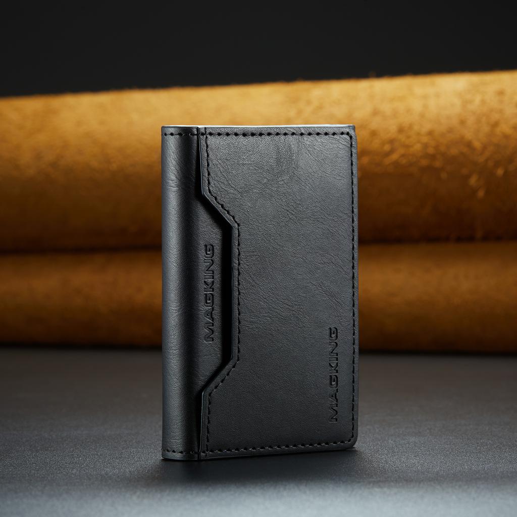 RFID Blocking Magnetic Flip Leather Card Holder Men Sle Kickstand Wallet for Magsafe IPhone 17 Pro Max Samsung S26 Ultra Case