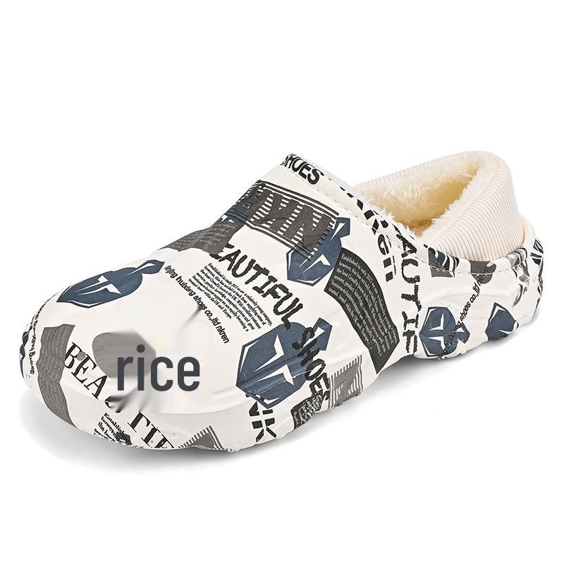 

Мужские плюшевые хлопковые тапочки: Теплые, на толстой подошве, с закрытым носком для домашнего использования 46/47 белый