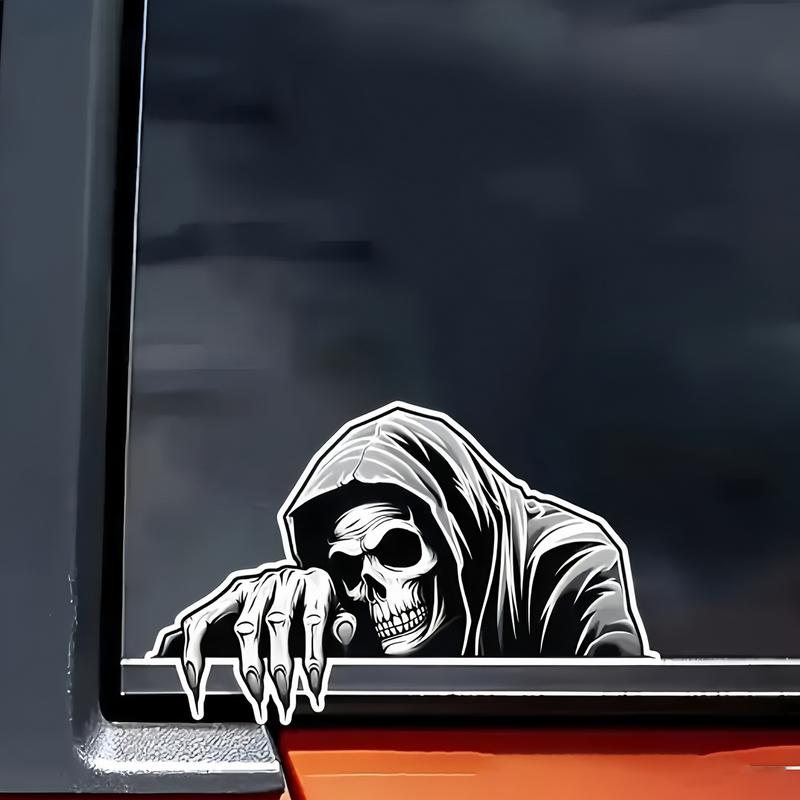Car Mirror Stickers Decor Scary Skull Motorcycle Decal Decor Waterproof Adhesive Automotive Decoration Fade-Proof Automotive