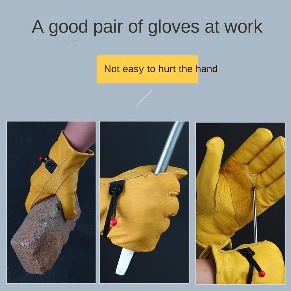 1 Pair Yellow Welding Gloves Heat-Resistant Work Gloves High Quality Cowhide Gloves  Workplace