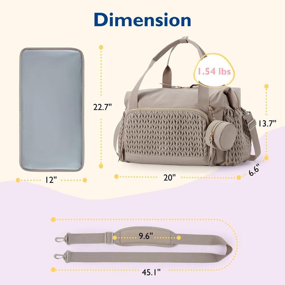 Diaper Tote Bag Large Capacity Travel Lightweight Diaper Shoulder Bags Hospital Labor Delivery Baby Handbag with Pacifier Case