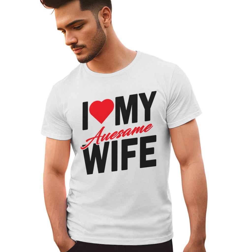 I Love My Awesome WifeHusband T Shirts Women Men Valentine Anniversary Gifts Honeymoon Couple Outfits Fashion Lover Tees