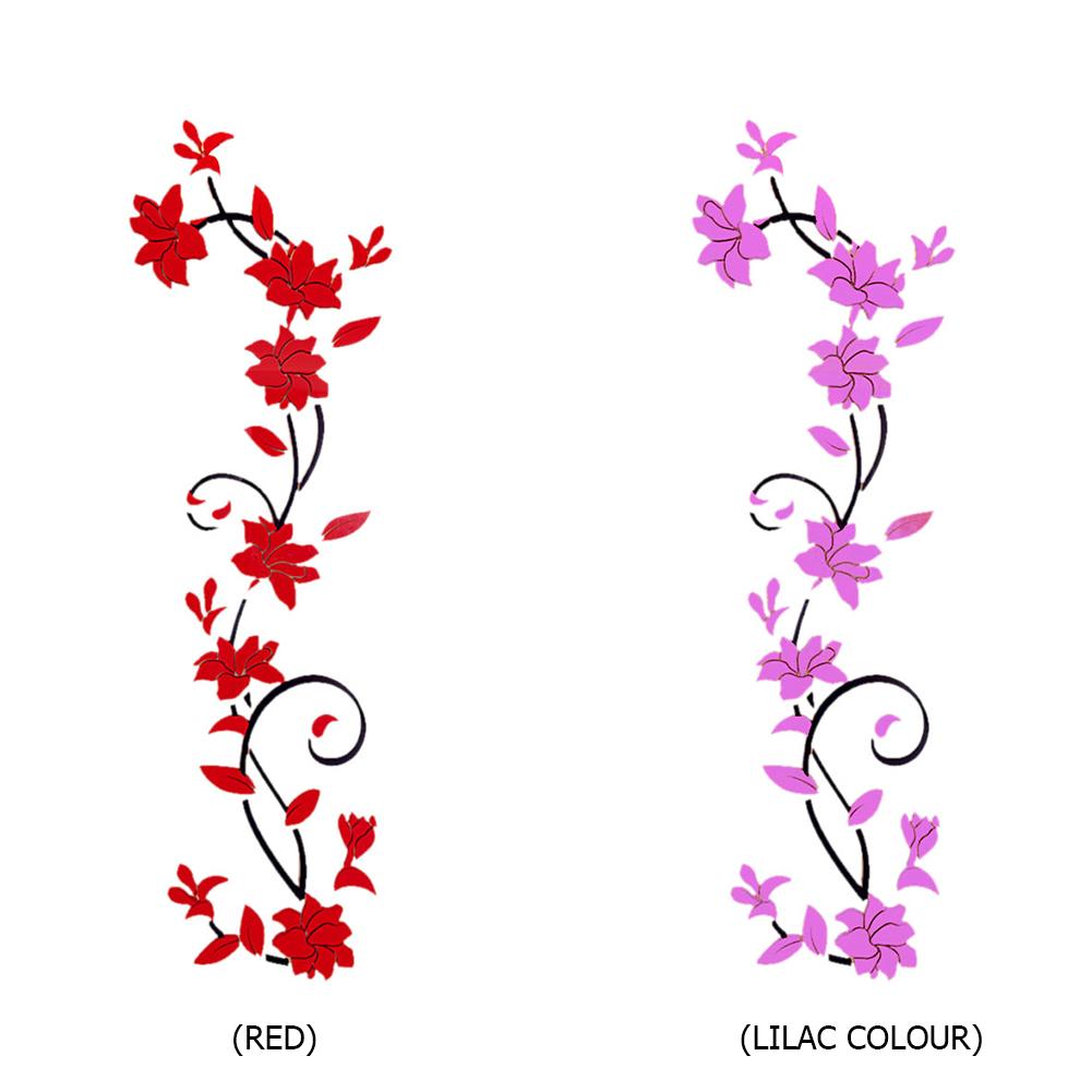 Romantic Floral Wall Decor Home Art Decor Removable Decal 3D Rose Flower Rattan Wall Stickers for Office Bathroom Living Room