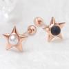 14K Gold Star Lapis Lazuli Piercing Rose Gold Pearl