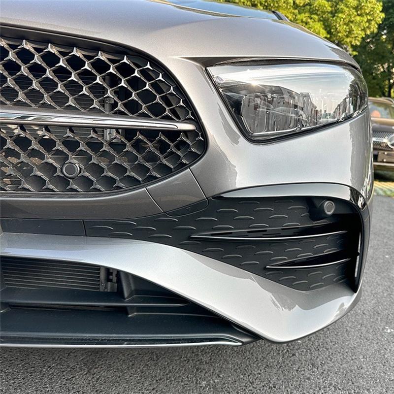 Labbra paraurti anteriore nero lucido, finiture griglia anteriore per Benz Classe A W177 A180 + AMG 2018+ Adesivi spoiler per auto Accessori-A87Q
