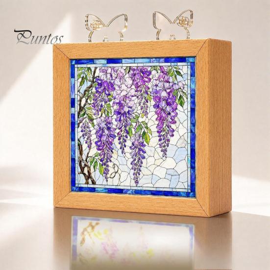 Functional Glowing Home Decor Acrylic Puzzle LED Night Light, 2-In-1 USB Royal Iris Bloom Jigsaw Lamp, DIY Floral Kit Creative Desktop Ambient