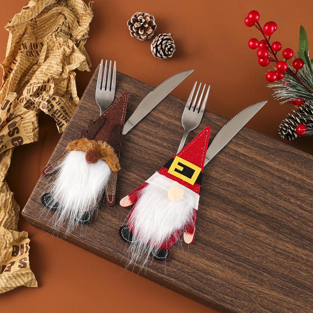 Gesichtsloses altes Mann Weihnachtsfilz Besteckset - Esstischdekorationen
