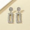 European & American Geometric Floral Metal Dangle Earrings - Retro Rectangular Design