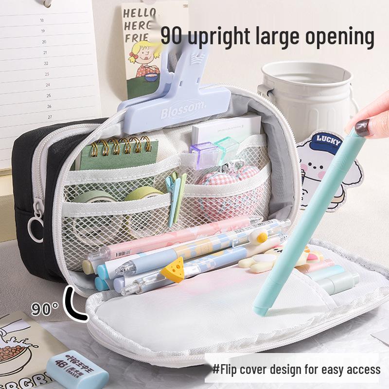 Milk-Huhu High-End Large Capacity Velcro Pencil Case for Middle School Students