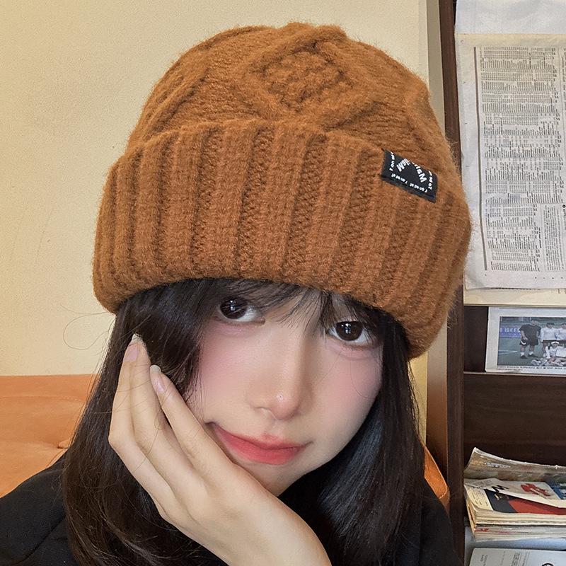 Luochi Japanese-Style Solid Color Wool Knit Hat for Autumn & Winter