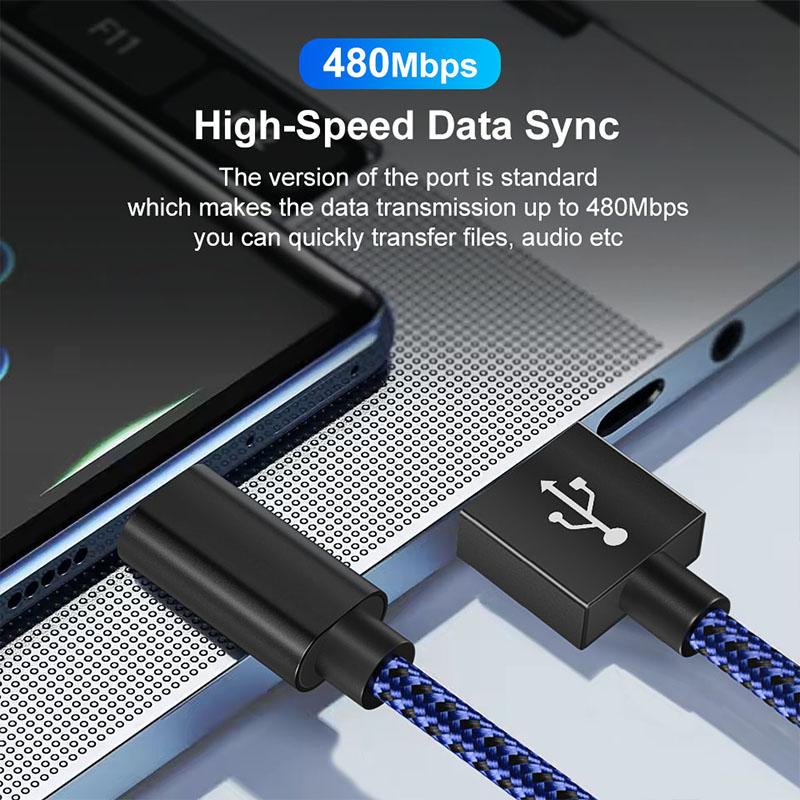 2.4A Type C Data Cable Fast Charging Cord Nylon Braided USB C Charger Wire for 16 15 Pro Max Smasung Huawei Line
