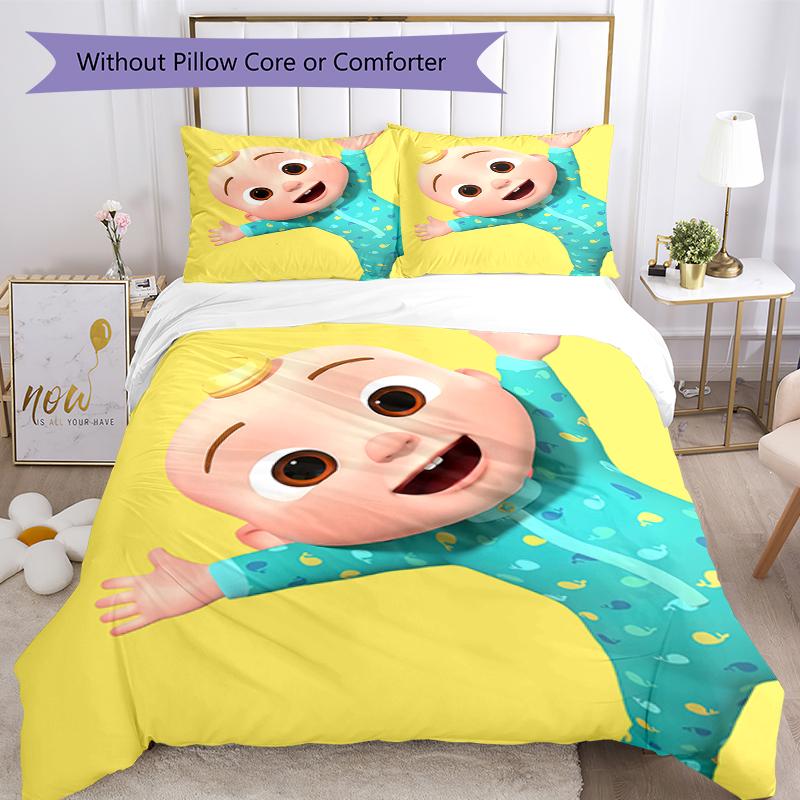Juego de Ropa de Cama CoComelon de 3 Piezas Funda Nórdica con Cierre Incluye 1 Funda Nórdica y 2 Fundas de Almohada, Suave y Cómodo para Todas las Estaciones.