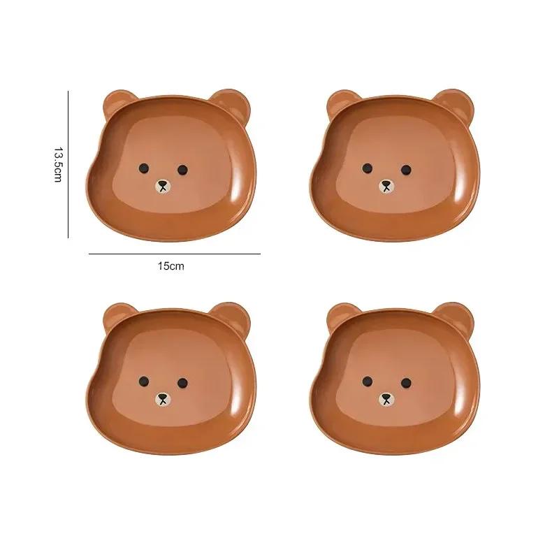 Mini Cute Cartoon Shape Bear Spit Bone Dish Creative Desktop Trash Tray Snack Food Residue Fruit Plate Kitchen Tableware