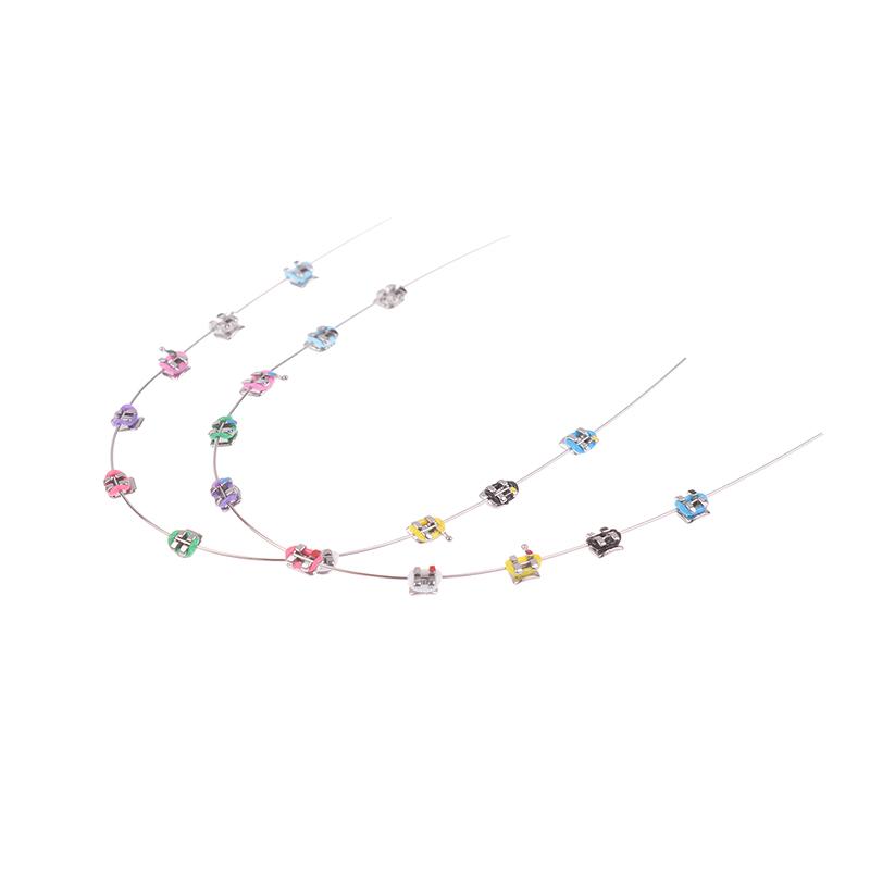 2Pcs Split Type Mini Colorful Brackets With Hook Dental Fake Braces Temporary Tooth Decoration Dental Tool