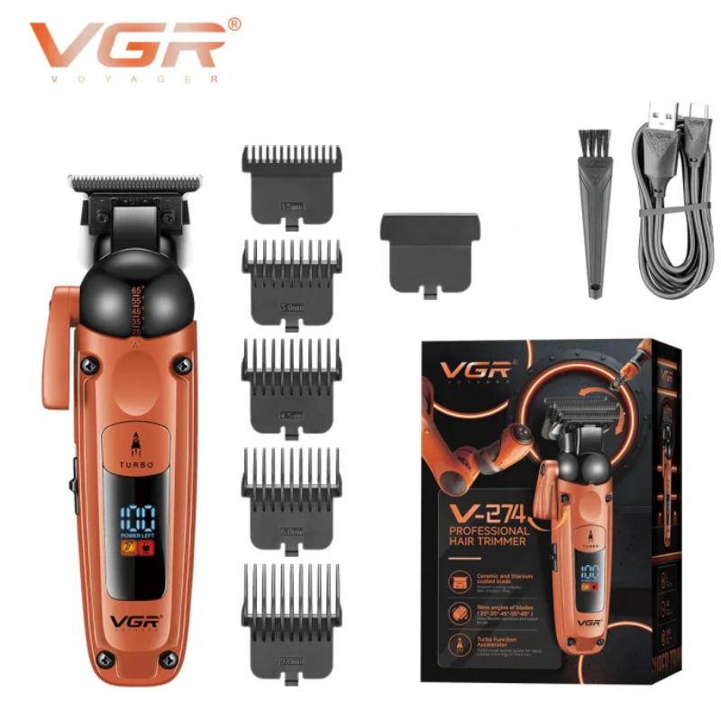 

VGR Hair Trimmer Professional Hair Cutting Machine Cordless Hair Clipper Barber Adjustable Haircut Oil Head Clipper Trimmer for Men Beard Shaver V-274 оранжевый