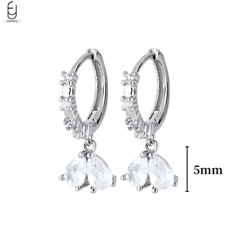 925 Silver Ear Buckles Fashion Hoop Earrings White Crystal Luxury Women's Earrings Wedding Women's Jewelry Premium Gift