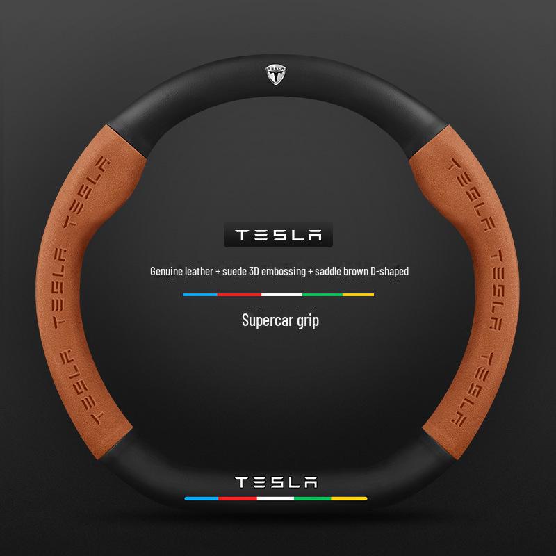 

Чехол на руль Tesla: Натуральная кожа и замша, углеродное волокно для Model 3/Y/X 38cm