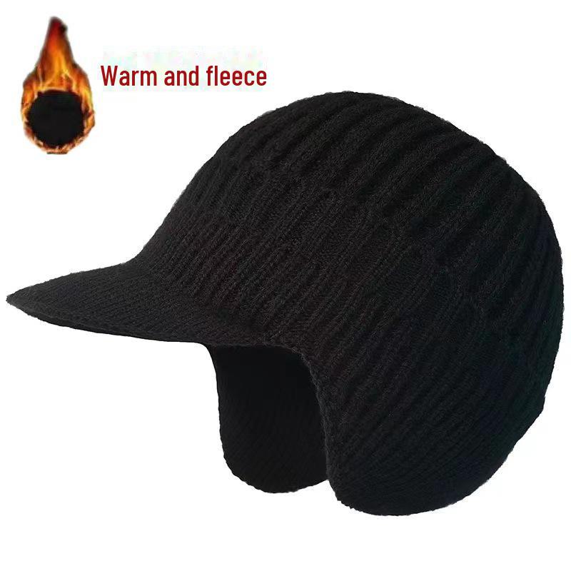 Men's Knitted Wool Hat with Ear Protection for Autumn and Winter - Velvet-Lined and Thickened for Warmth; Ideal Outdoor Hat for the Elderly.