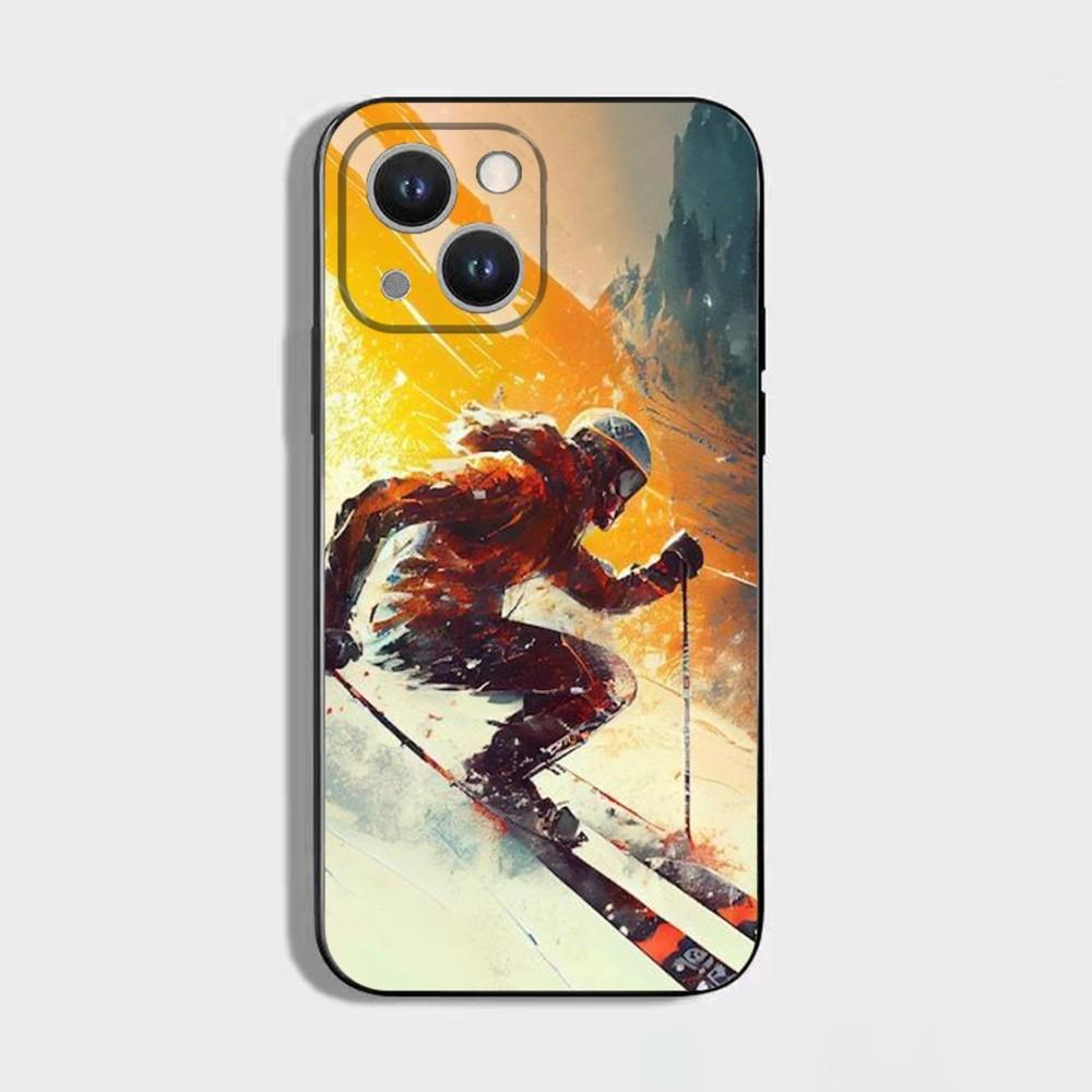 

Skiing Snow Snowboard Ski Phone Case For iPhone 16 15 Plus 14 13 Pro Max 12 Mini 11 X XS XR 7 8 8Plus Black Soft Phone Coque iPhone13mini