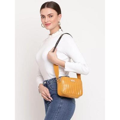 Gesteppte, elegante Umhängetasche aus veganem Leder für Damen mit verstellbaren Trägern und Reißverschluss | Lässige Umhängetasche