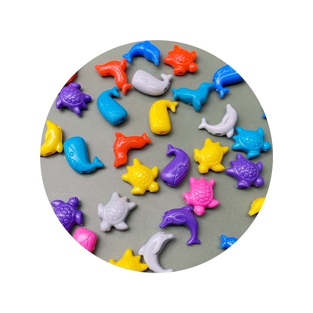 Solid Artificial Dolphins Whales Turtles Ocean Acrylic Beads for Earrings Necklace Keychain Phone Chain Beaded Pens Beads DIY