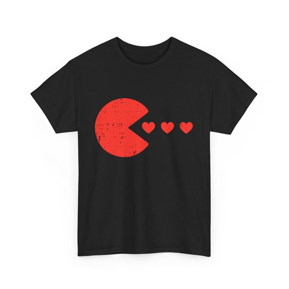 Valentines Day Gamer Eating Hearts Men Boys Kids Youth Teen T-Shirt