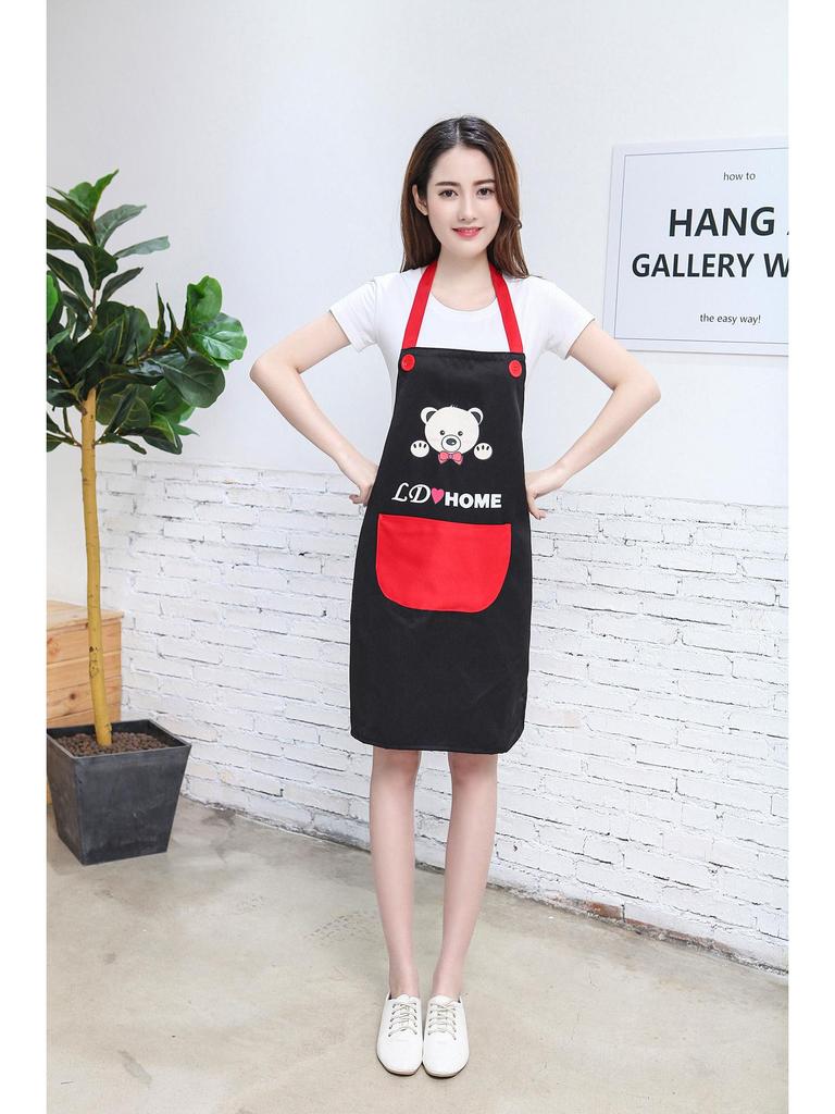 Custom Cartoon Bear Apron - Anti-Oil, Printed Logo for Kitchen and Supermarket Use