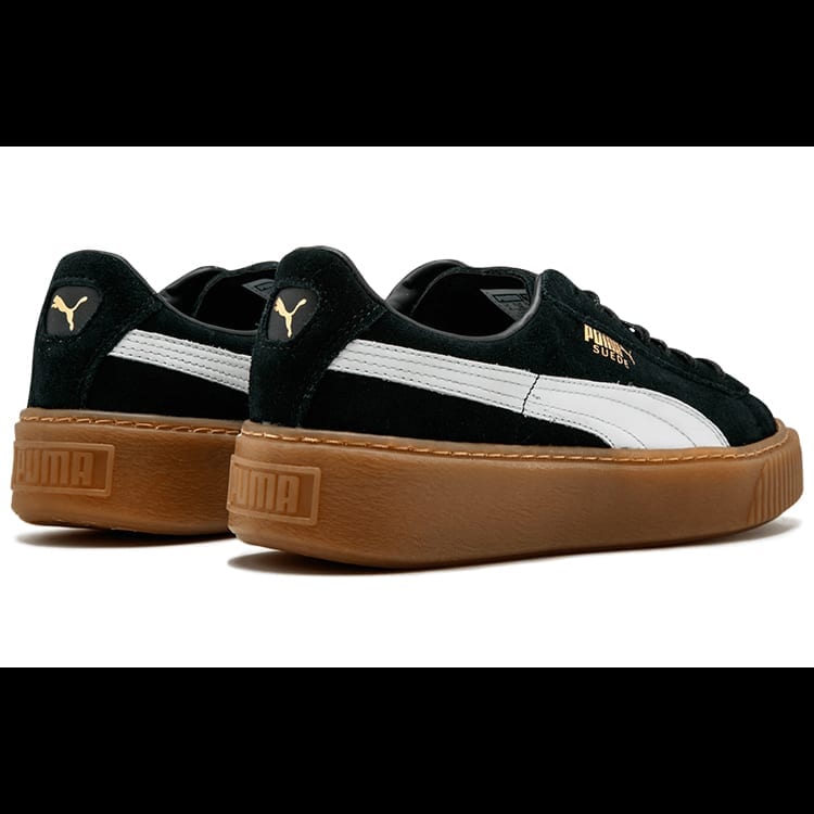 Puma Women Black Low Top Platform Sneakers Split Leather 363559-02