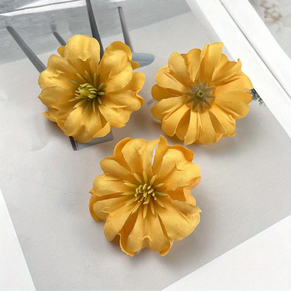 10Pcs Artificial Flower With Core Curling DIY Rose Head