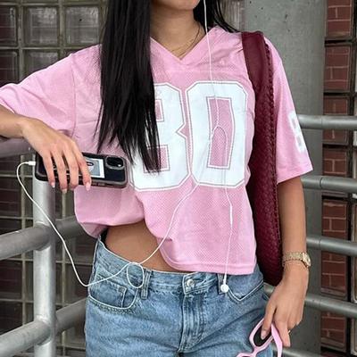 Digitaldruck V-Ausschnitt Lockeres T-Shirt Sport Schnelltrocknend Vielseitig Lässig Kurze Ärmel
