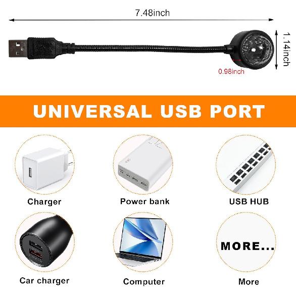 USB Star Night Light Projector, Portable Car Roof Sound Activated Atmosphere Lamp, Adjustable Auto Interior Atmosphere Decorative Light for Vehicle,