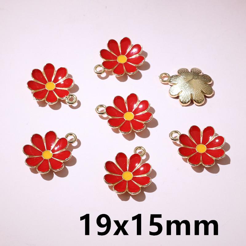 20pcs Enamel Flower Charms Pendant Alloy Metal DIY Jewelry Making Accessories Findings for Earrings Necklace Bracelet