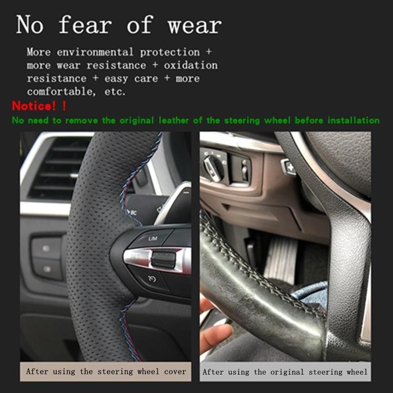 For Toyota Rav4 Wildlander RAV4 LE AWD GTQ6440 Black Artificial Leather Hand Sewn Car Steering Wheel Cover Car Accessories