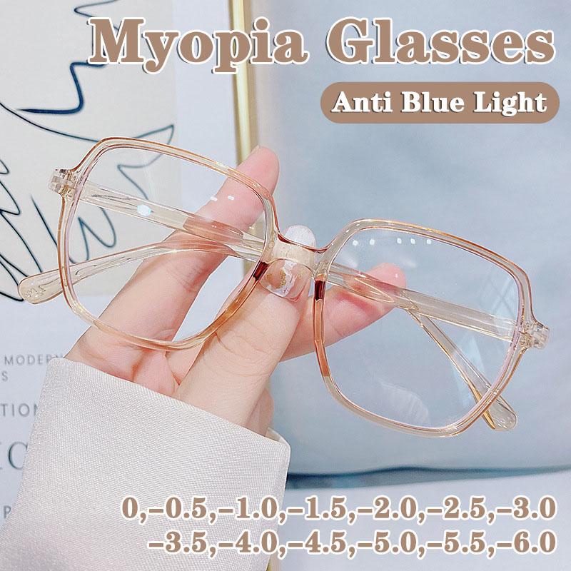 Transparent Frame Myopia Glasses Blue Light Proof Women's Full Frame Reading Glasses Degrees 0 To - 6.0