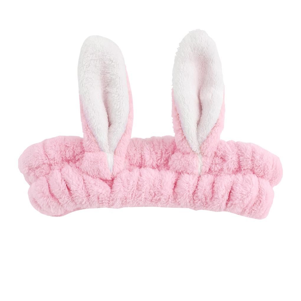 Plush Ear Headband Women Washing Face Makeup Hair Band Loop Soft Elastic Head for Shower