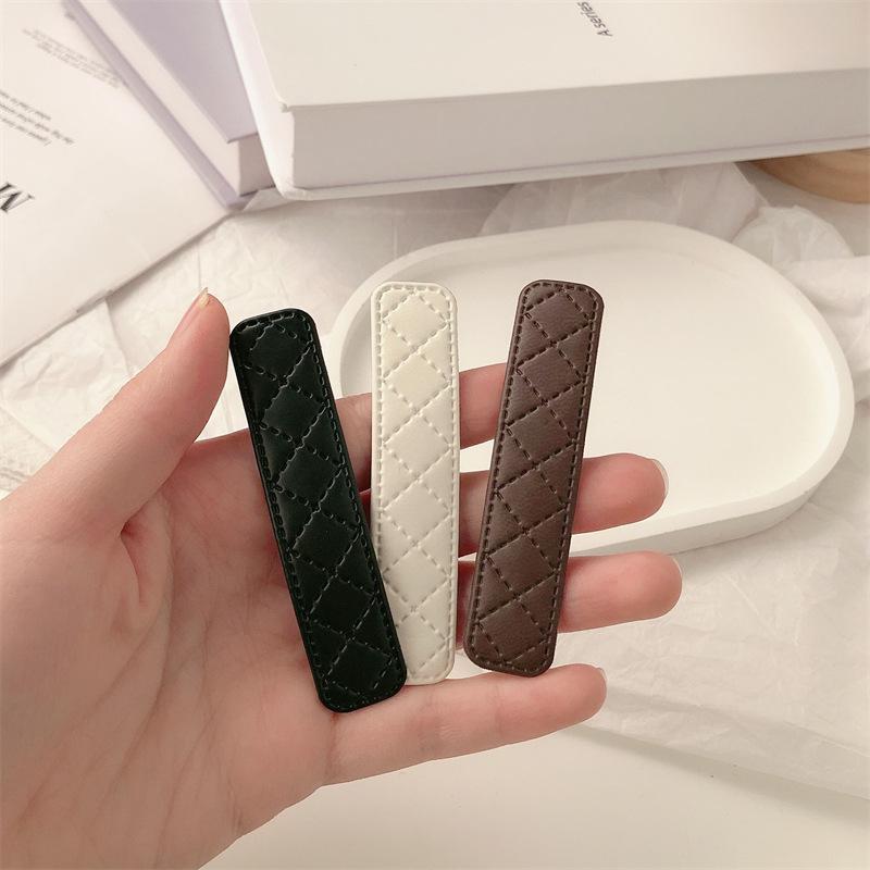 2PCS Leather BB Hair Clips Tweed Pattern, Elegant Versatile Hair Clips for Women Bangs Styling