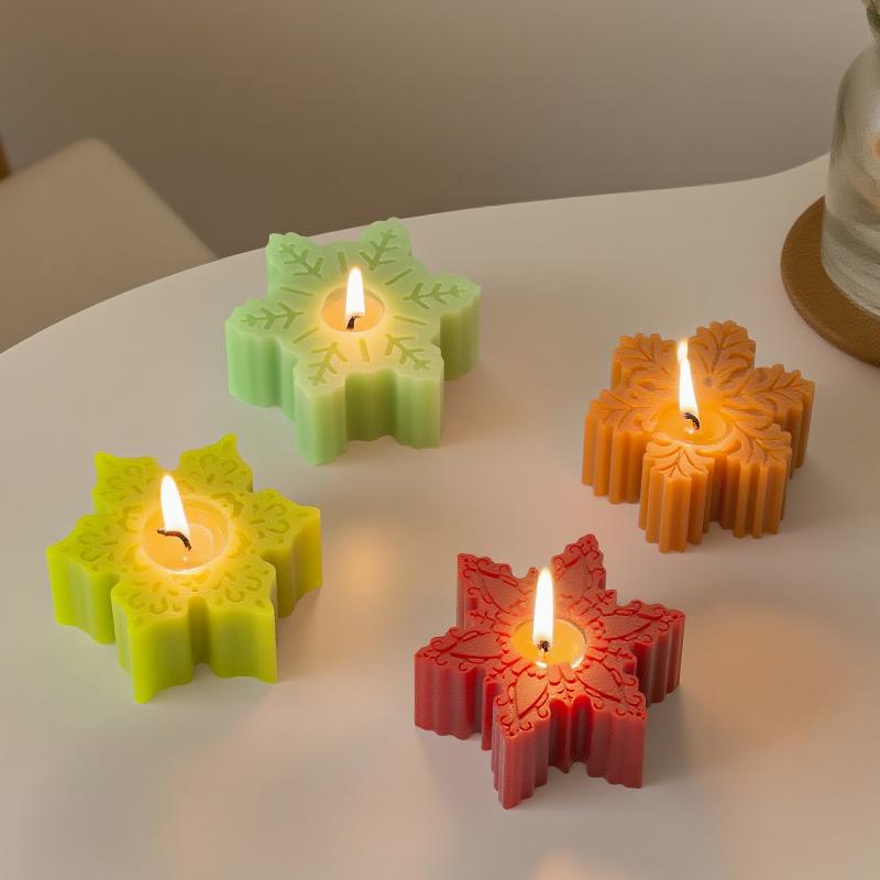 Molde de Silicone para Vela Floco de Neve 3D com 2 Furos Ornamento de Vela Perfumada de Natal Chaveiro Pingente Molde para Gesso Resina Epóxi Artesanato Presente